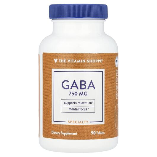 Основное фото товара TheVitaminShoppe, ГАМК, GABA 750 mg, 90 таблеток