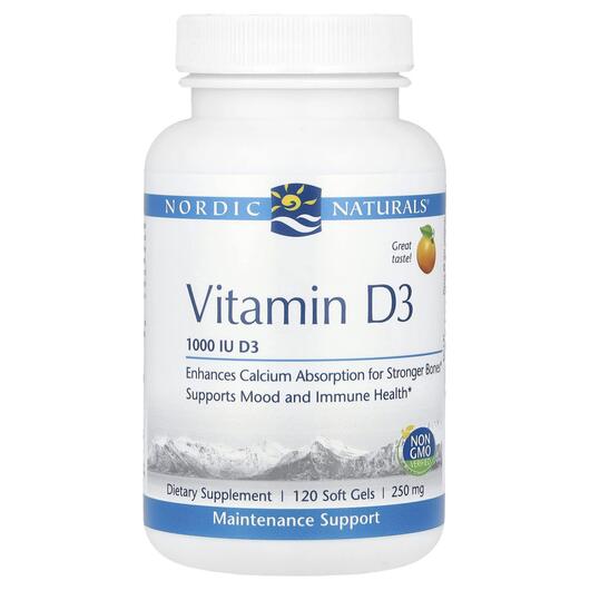 Основное фото товара Витамин D3 1000 МЕ Апельсин, Vitamin D3 1000 IU, 120 капсул