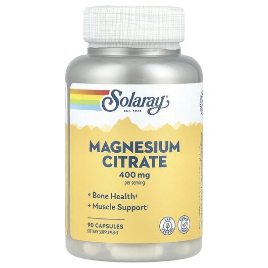 Основное фото товара Solaray, Магний Цитрат, Magnesium Citrate 400 mg, 90 капсул