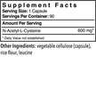 Фото состава N-ацетилцистеин, NAC N-Acetyl-L-Cysteine 600mg, 90 капсул